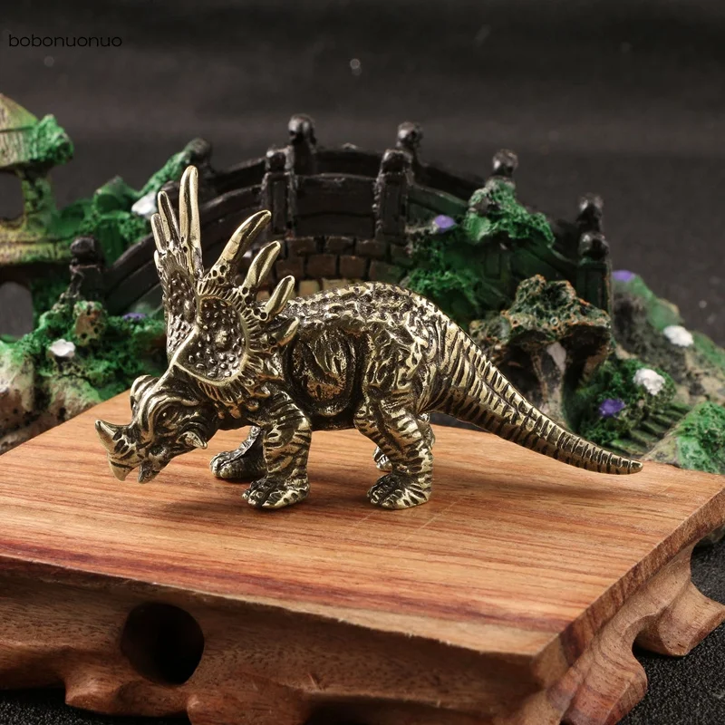 Brass Jurassic Dinosaur Styracosaurus Statue Office Desktop