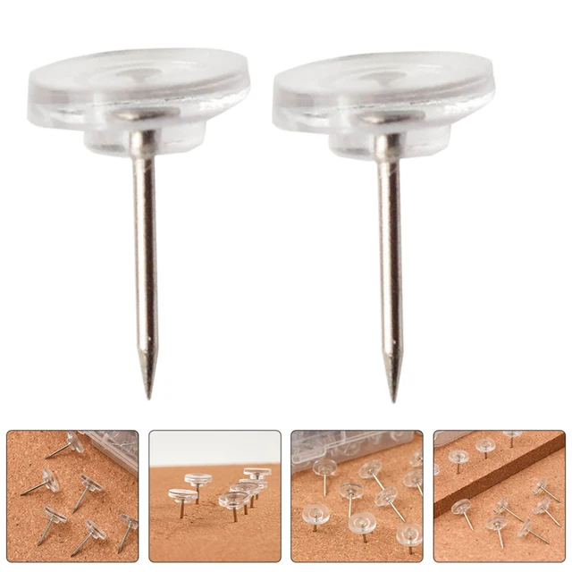 132 Puntine Trasparenti Con Scatola - Per Bacheche, Sughero E Fai Da Te