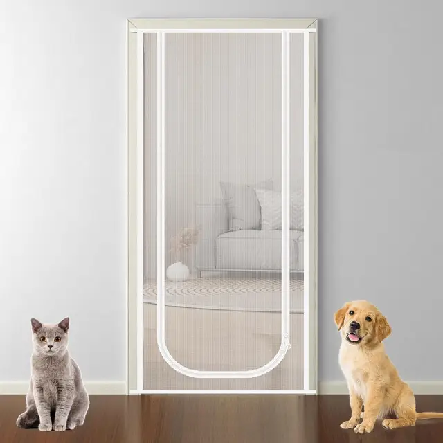 Cat Screen For Doorway Mesh Cat Door With Double Zipper Closure Escape Proof Screen Gate To Keep Pets In For Bedroom Kitchen 2