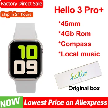 NEW Hello 3 Pro + 4GB ROM 45mm Smart Watch Men 45mm NFC Local Music Smartwatch Always On Display Sport Compass Women Smartwatch
