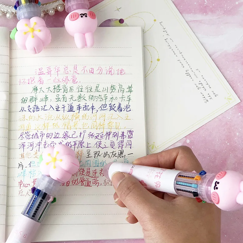 

36PCS Japanese Cute Colorful Ten-Color Ballpoint Pen Student Cartoon Multi-Function Hand Account Marker Stationery