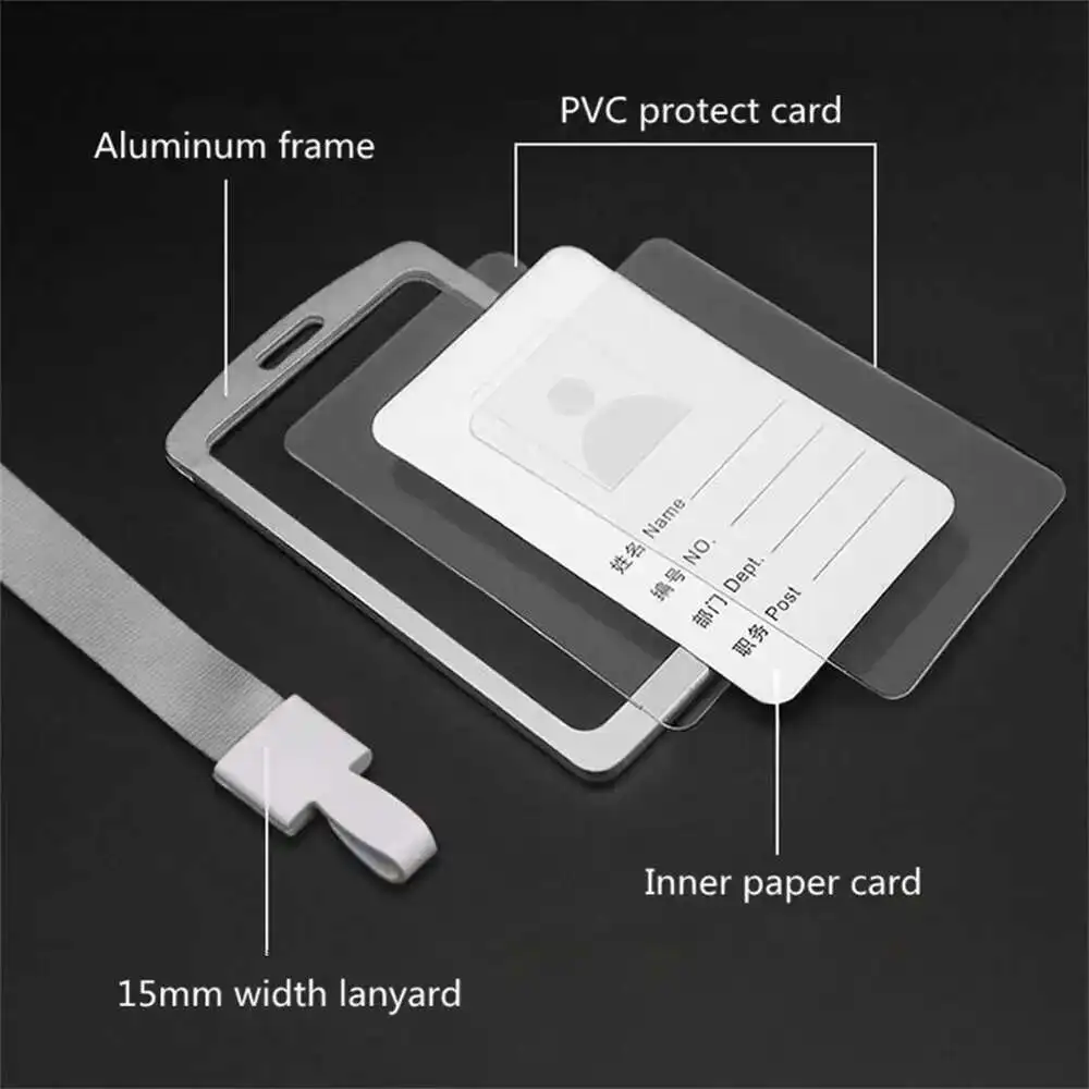 Aluminum Badge Holder With Detachable Neck Lanyard/strap For Id Card, Working Card, Name Tag