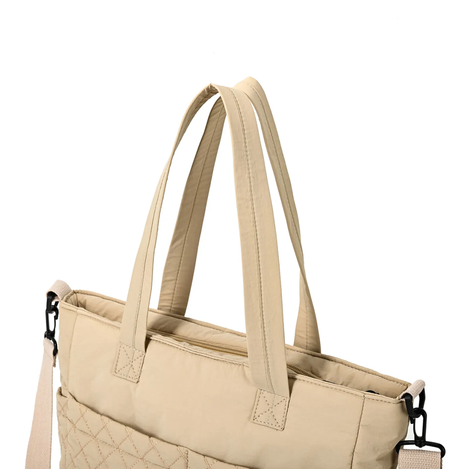 Women Cotton-Padded Quilted Shoulder Bag Adjustable Shoulder Strap Underarm Bag for Office Shopping Travel & Daily Use