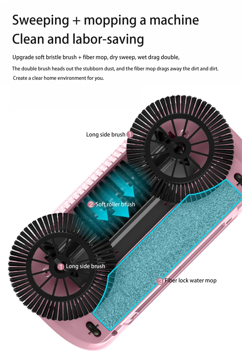 Hand Push Sweeper Magic Broom Dustpan Set Housework Cleaning Mopping All-in-one Sweeping Machine Wet and Dry Mopping Tool