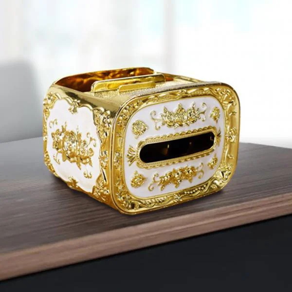 

Fashion Napkin Case Multi-functional Smooth Edge Embossed Design Napkin Box with Sundries Slot for Kitchen