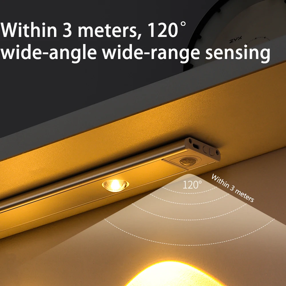 LED Cabinet Light LED Kitchen Under Cabinet Light Rechargeable Motion Sensor Closet Wardrobe Decoration Lamp20/30/40/50cm Night Light