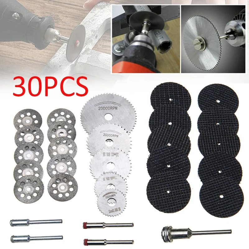 

1set Circular Saw Blades Diamond Cutting Discs Resin Cut-Off Wheels Set with Mandrels Drill Rotary Tool Wood Cutting Wheels