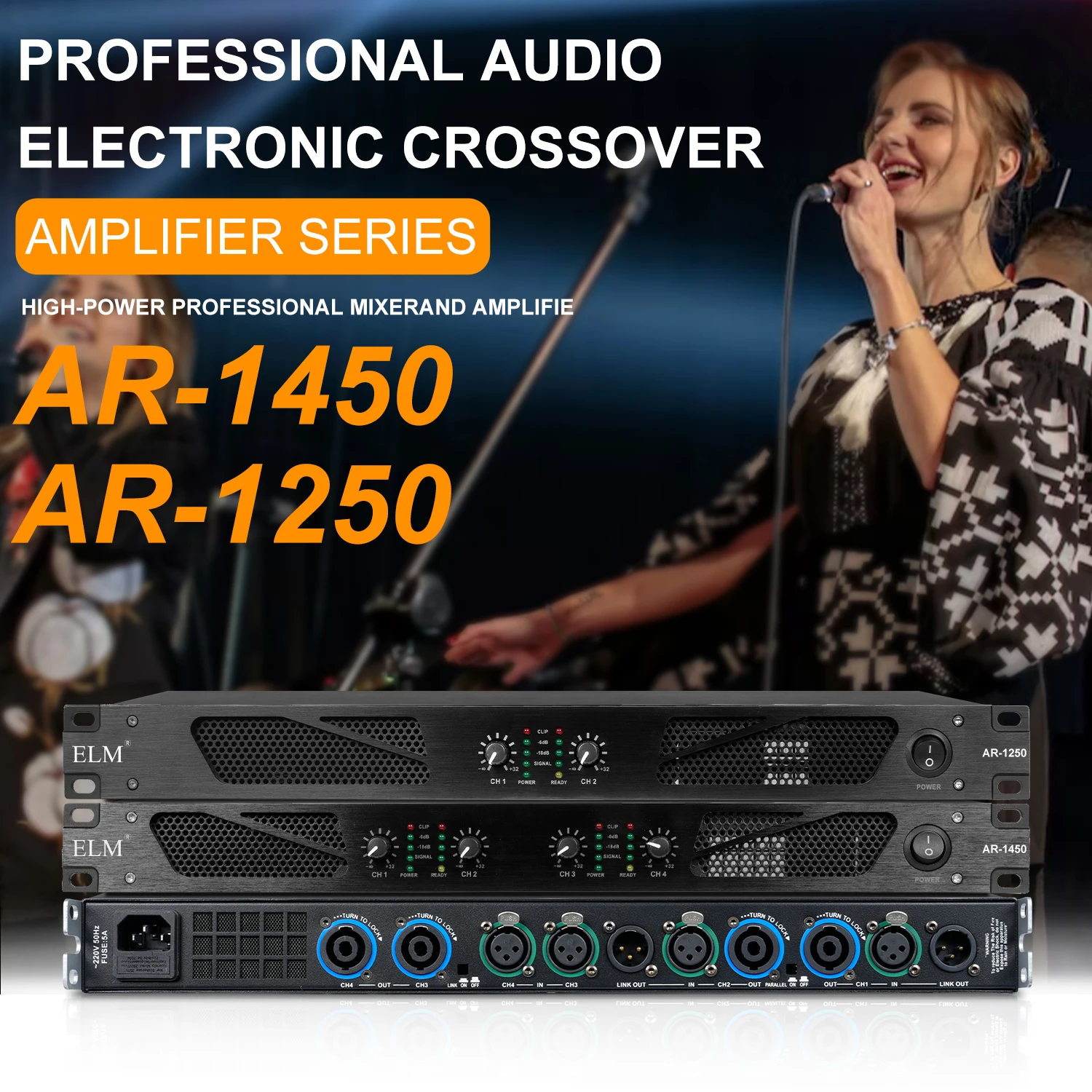 전문 파워 앰프 AR-1250 AR-1450 500W*2/4 채널 스테레오 오디오 앰프 8Ω THD 0.005% KTV 무대 홈시어터용