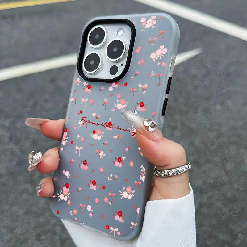 Red Flower Pattern Shockproof Phone Case