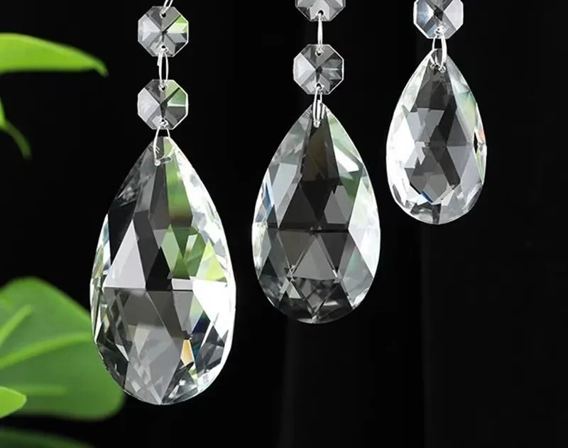 22mm 38mm 50mm 63mm 76mm 89mm Clear Glass Tear Drop Crystal Chandelier Parts K9 Glass Suncatcher Prism Hanging Trimming Pendants