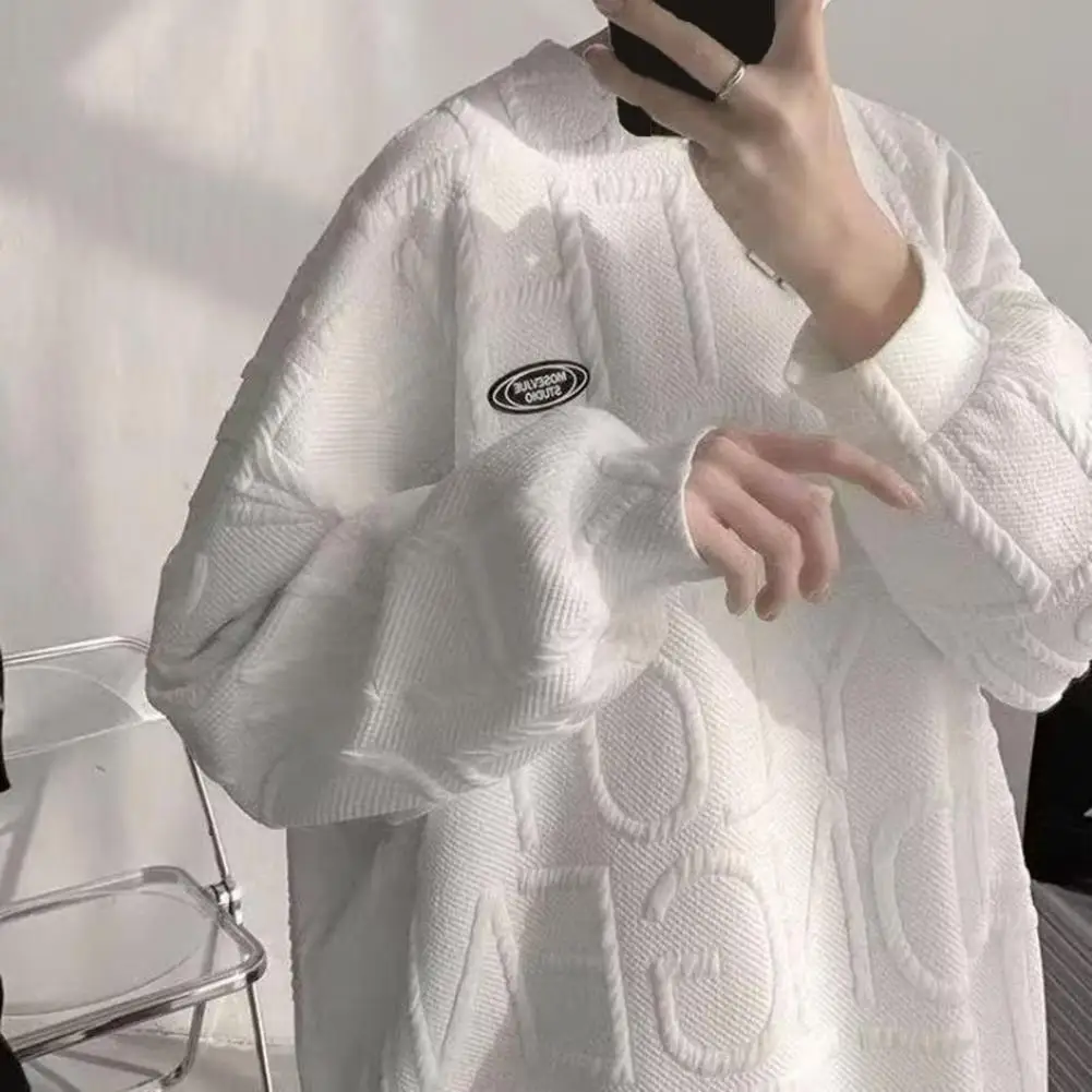 

Stylish Men Sweatshirt Stylish Autumn Men's Sweater High Street Design Soft Breathable Fabric Comfortable Loose Fit Sweatshirt