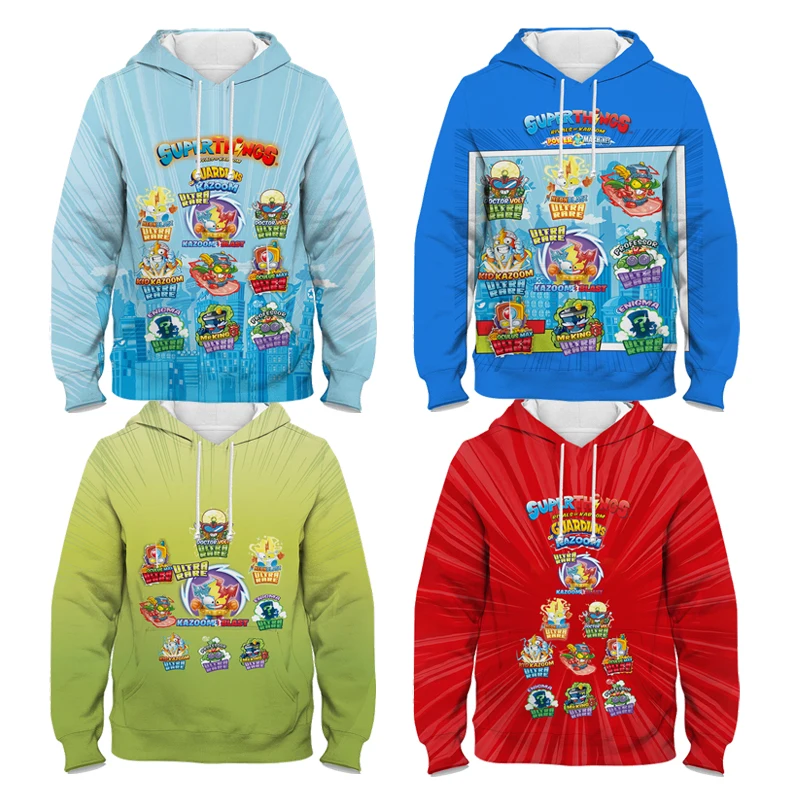 Children 3D Super Zings 9 Hoodie Kids Superzings Sweatshirt Boy Girl Cartoon Pullover Harajuku Autumn Winter Sudadera superthings 10 rescue force school bags super zings travel bags boys girls small 3d oxford waterproof key chain notebook back