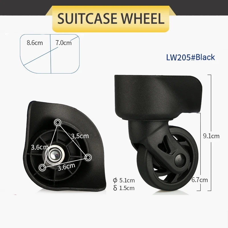 Trolley Suitcase Wheel Repair Accessories Suitcase Trolley Case Wheel Luggage Mute Universal Wheel Replacement Roller