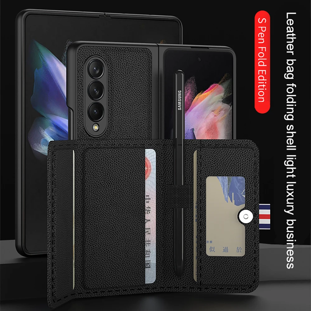 

Роскошный чехол-кошелек для Samsung Galaxy Z Fold 3, защитный чехол для Galaxy Z Fold 3, карманные чехлы для телефонов с S-держателем
