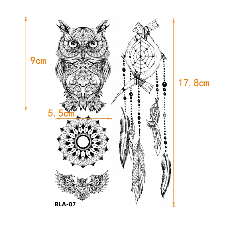 Mandala Blumenmuster Wasserdicht Temporäre Tattoos Aufkleber Lotus Tattoo Body Art Datura Fake Sleeve Tatoo Männer Feder Tatuagens – Detail 14