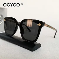 Vintage Square Bee Sunglasses Men Women Luxury Brand large frame Sun Glasses UV400 Fashion Female Shades Driving Eyewear