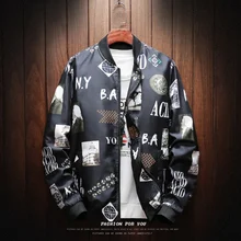 

Foreign TradeAutumn and Winter New Printed Casual Stand Collar Men's Jacket Coat Wholesale plus Size Zipper Coat