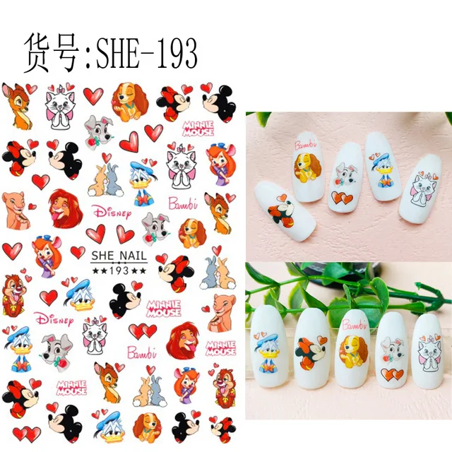 Disney Christmas Mickey Nail Stickers Anime Character Nail Decals Nail Art  Decoration Cartoon Stitch Stickers Nail Art Supplies