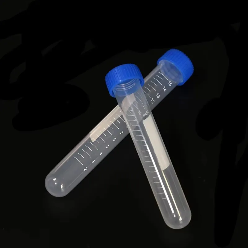 Laboratory Sample Screw Round Bottom Plastic Test Tube Ep Tube with Scale Screw Cap Centrifuge 50ML/15ML/10ML 50Pcs
