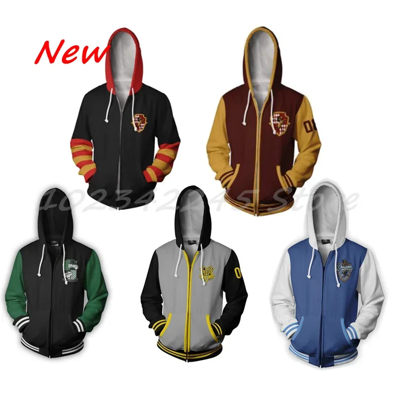 Hot Sale Harries 3D Print Sweatshirt Cardigan Hooded Sports Animals Potters for Unisex Long-sleeved Zipper Hoodie Jacket