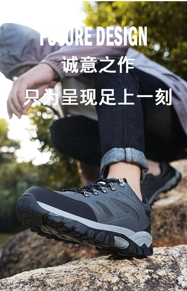 Men's Large Size Outdoor Hiking Shoes Rock Climbing Sneakers High Top Plus Wool Warm Shoes Work Shoes 36-48#