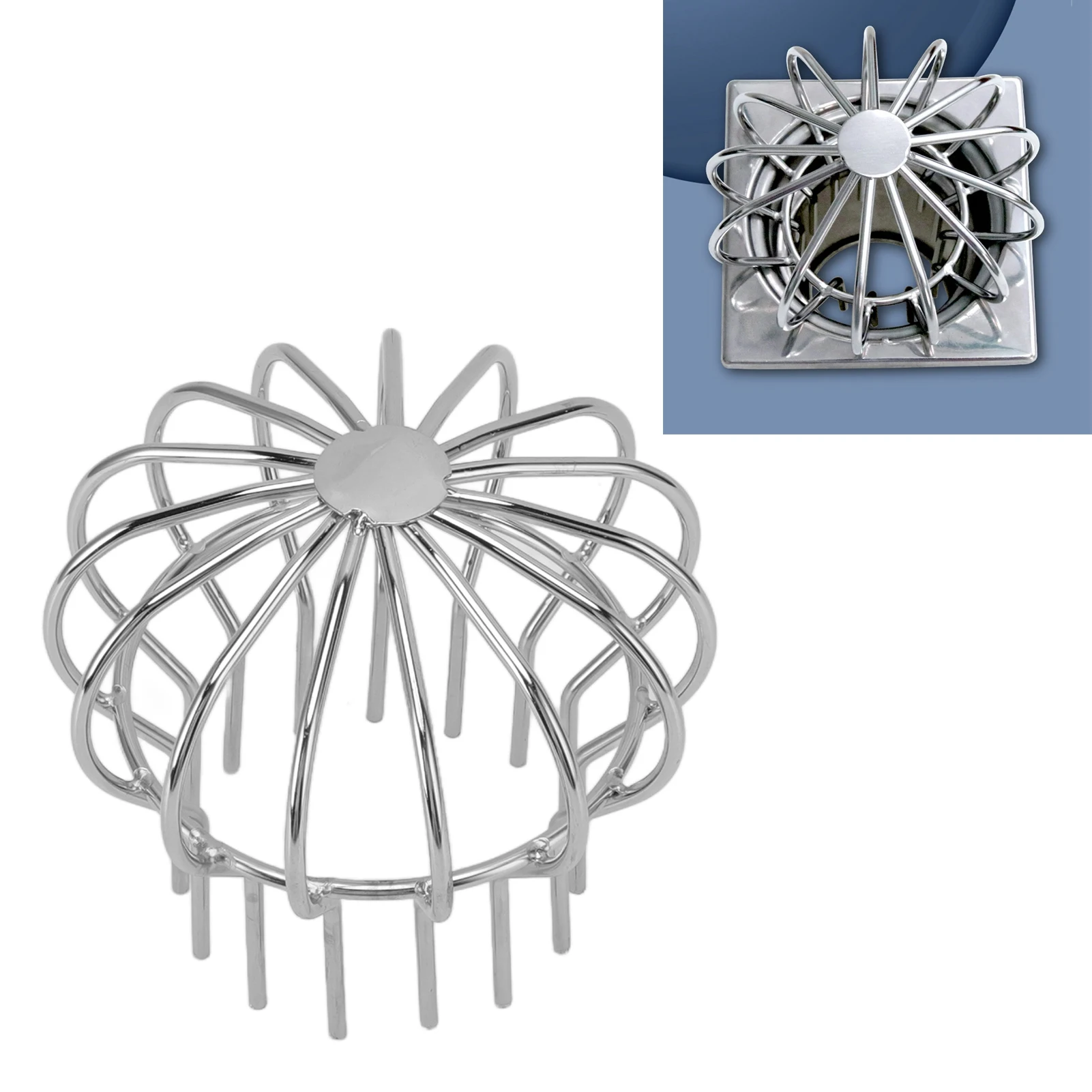 ท่อระบายน้ำฝนกลางแจ้ง 1 ชิ้น สแตนเลส ป้องกันการอุดตัน ฝาปิดแบบกลม ท่อระบายน้ำพื้น ตาข่ายทำความสะอาดพื้น สำหรับระเบียงและเฉลียง 1