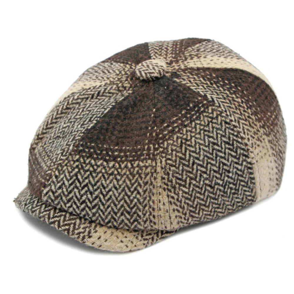 Women Beret Men Berets HT4184 Berets Autumn Winter for Men Women Vintage Plaid Octagonal