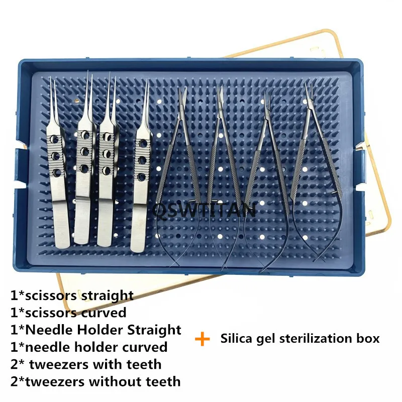 8pcs/set Ophthalmic Tools Scissors Needle Holder Tweezers stainless steel Double eyelid tools ophthalmic tool,surgical instruments,plastic surgery tool,cornea scissors,capsulorhexis forceps