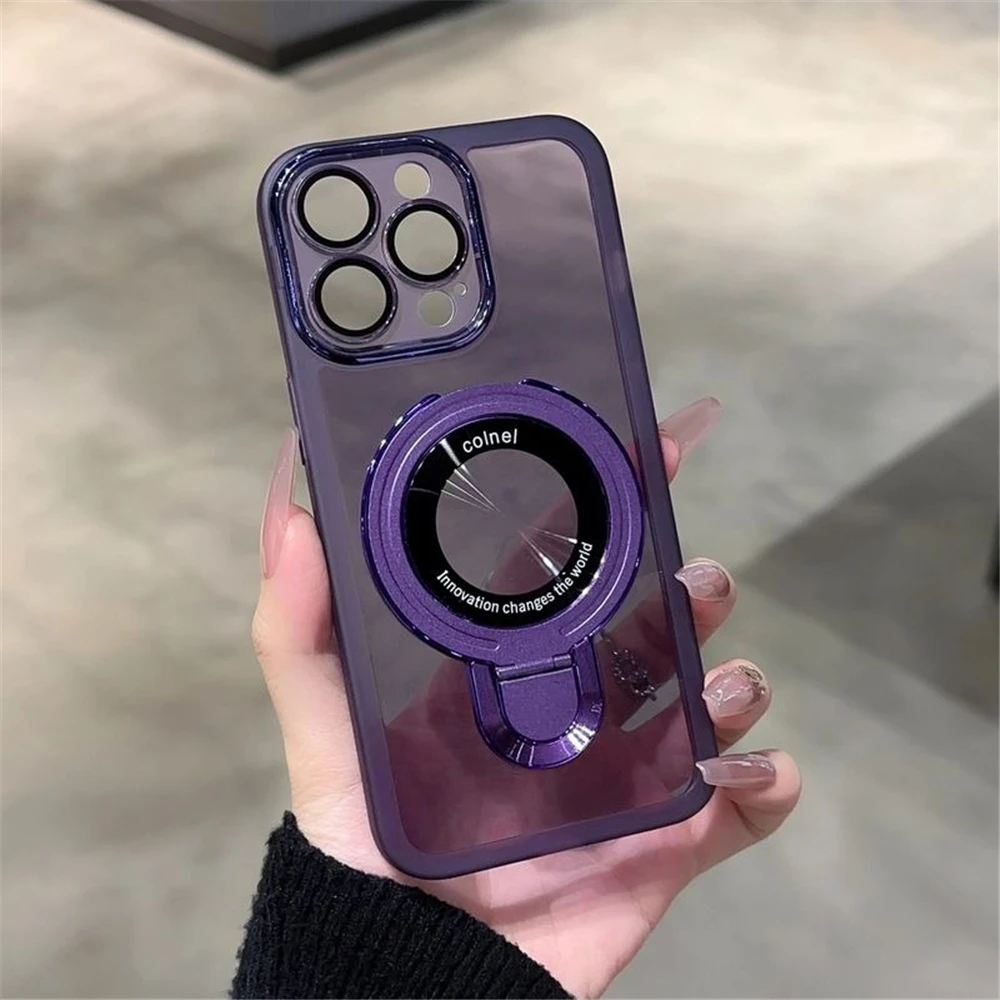 Magnetic Ring Stand Transparent Silicone Phone Case