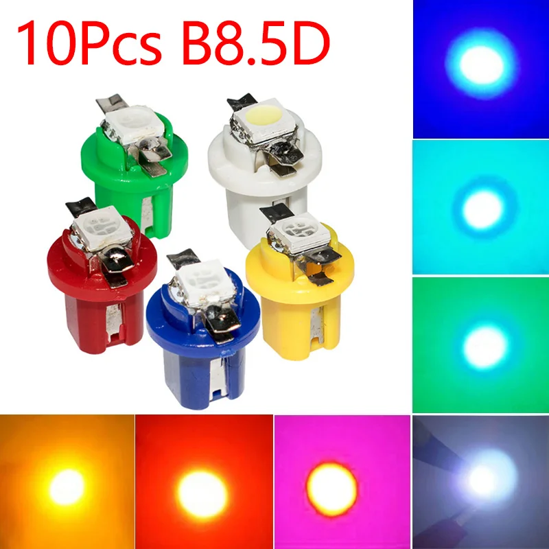 

10Pcs 12V LED Car Dashboard Speed Lights Bulb Light T5 B8.5d B85D Cars Interior Lamp Accessories Dashboard Side Switch lamps