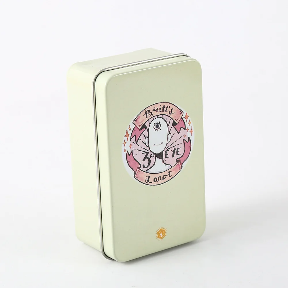【New arrival】 Britt's Third Eye Tarot cards in Metal Tin Box 10cm*6cm board games gold white-plated Edge 78 cards with paper manual