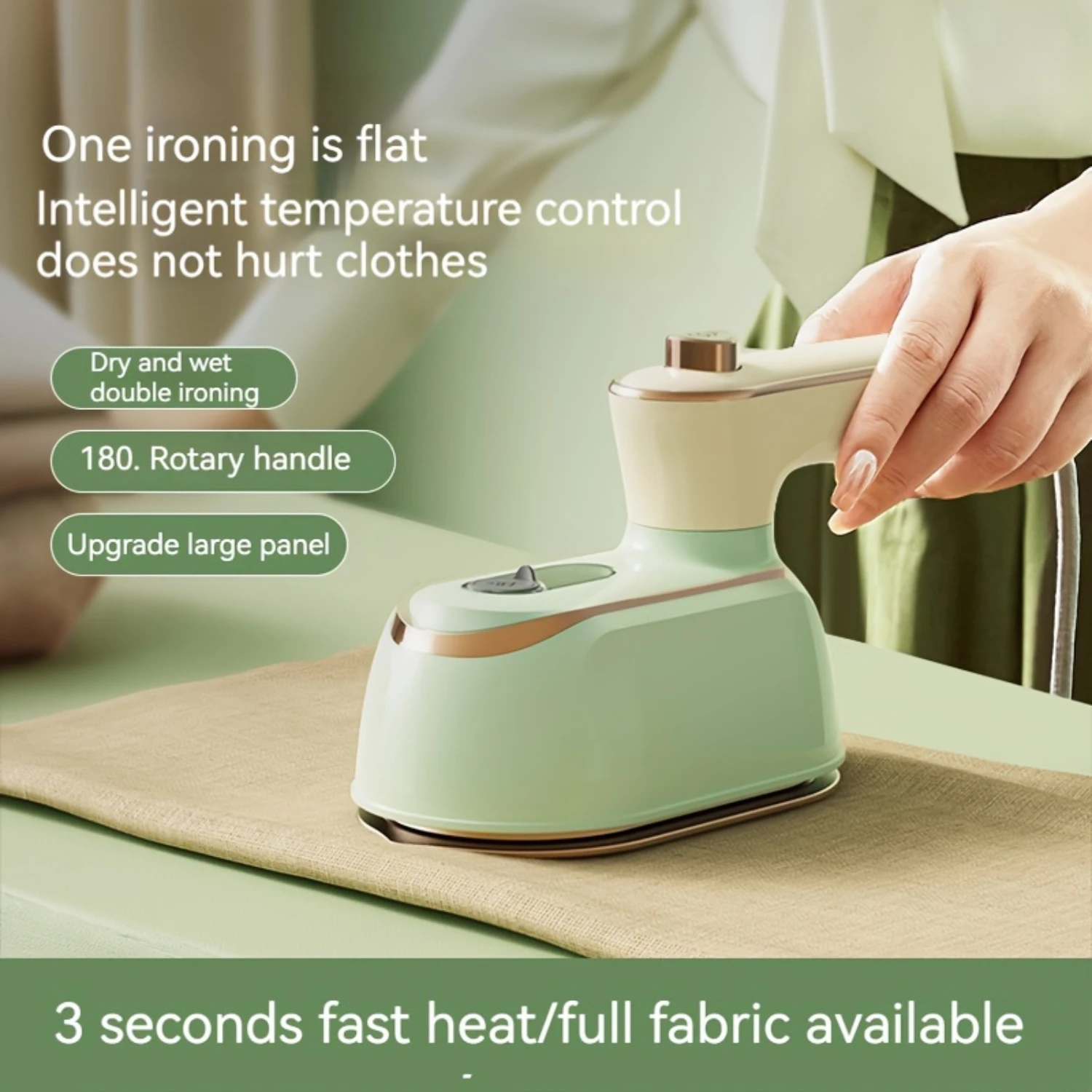 1pc, Portable Mini Ironing Machine-180&deg;Rotatable Handheld Steam Iron For Travel-Foldable And Professional Essential Cloth