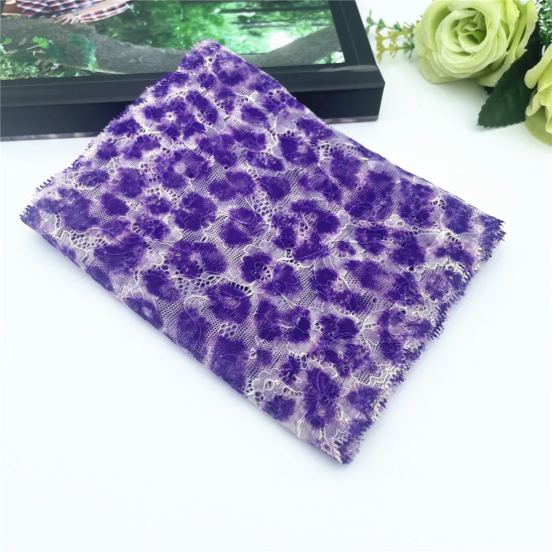 3y/lot Width 7 inch /18cm Purple Leopard Pink Elasic Stretch Lace Trim For Lingerie Sewing Craft DIY Apparel Fabric Lace Garment 4