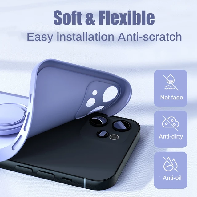 Funda con soporte de anillo de silicona líquida de lujo para iPhone, 15, 14, 13, 12, 11 Pro Max, Mini, X, XR, XS Max, 7, 8 Plus, SE, 2020, 2022 - Image 4