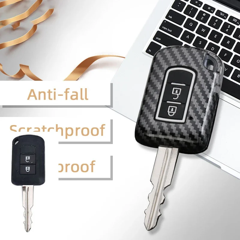 

Carbon fiber ABS Car Key Case Cover for MITSUBISHI OUTLANDER 3 Lancer 10 L200 ASX Colt Pajero sport ECLIPSE CROSS