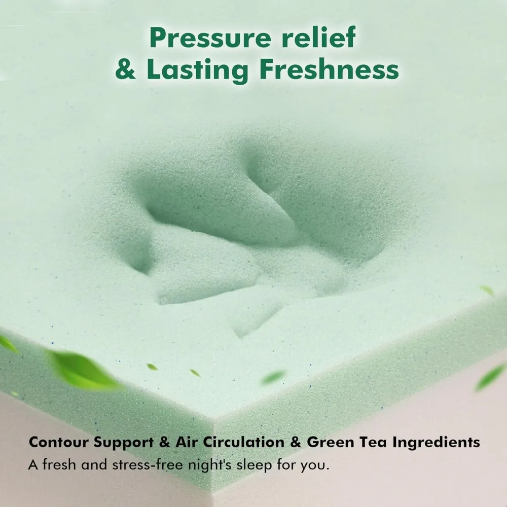 Twin Mattress 8 Inch Green Tea Memory Foam Mattress for Cool Sleep & Pressure Relief, CertiPUR-US Certified Medium Mattresses 4