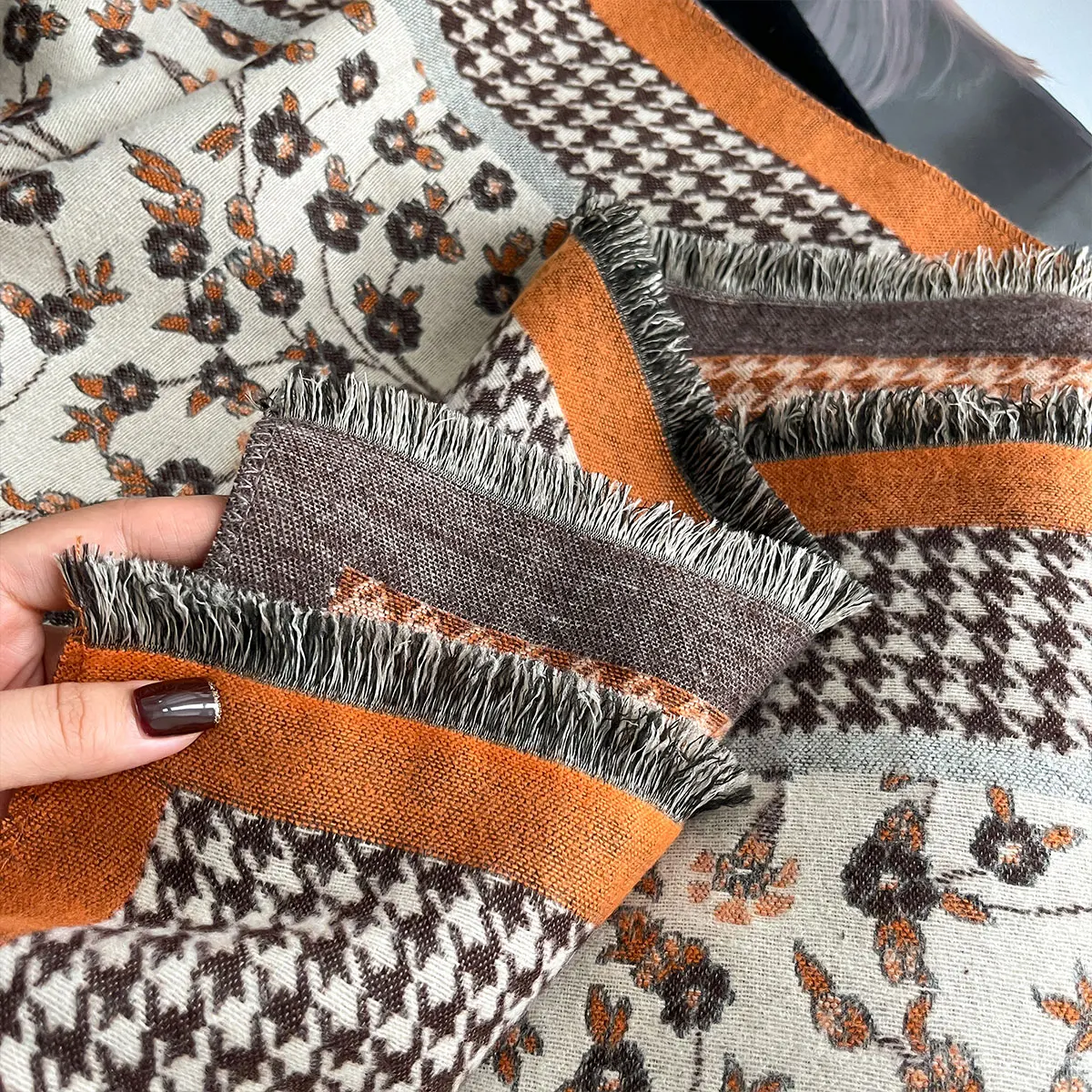 Winter Cashmere Scarf For Women Floral Shawl Wrap Female Pashmina Luxury Brand Poncho Thick Blanket Warm Bufanda Echarpe Femme