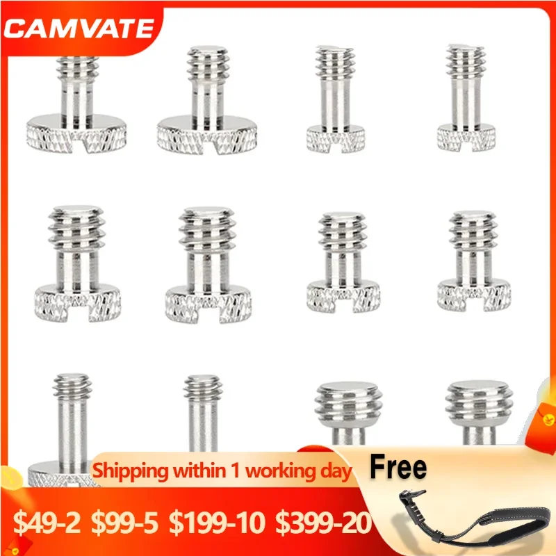 CAMVATE Camera Slotted Screw Set 1 4 and 3 8 Thread Brass Nickel Made 