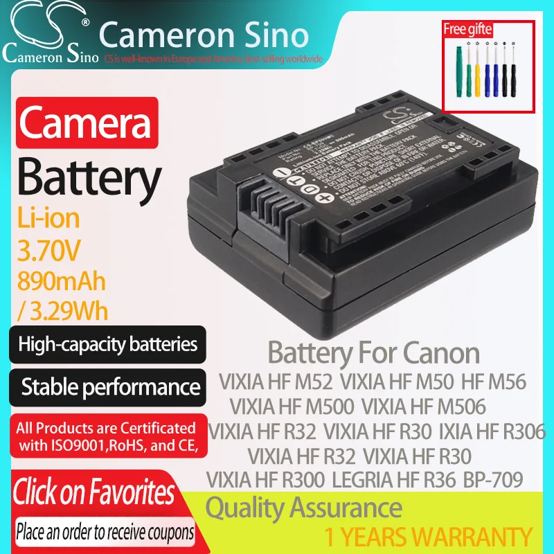 Batteria Cameronsino Per Canon Vixia Hf M52 Vixia Hf M500 Hf M56 Ixia Hf R306 Legria Hf R36 Adatto Per Canon Bp-709 Batteria Della Fotocamera