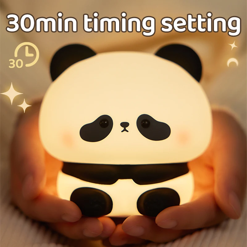 Bedside Led Table Lamp Toddler Kids Bedroom Night Light Squishy Cute Panda USB Rechargeable Mood Light Cool Gifts Nursery Decor 3