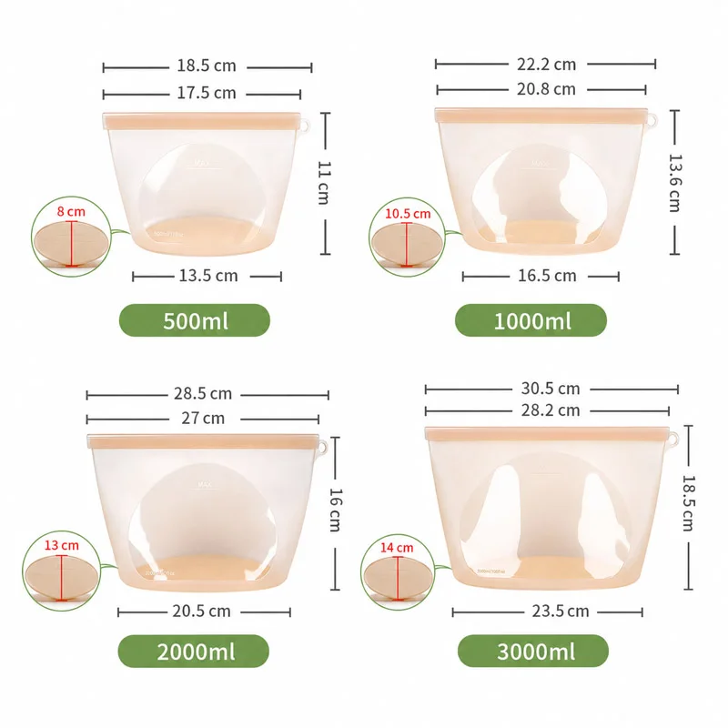 Eco-Friendly Reusable Silicone Food Storage Bag