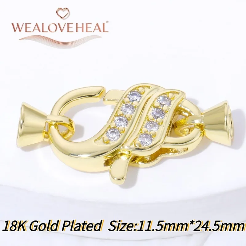 Modischer Zirkon-Blumen-Verschluss, 18K Vergoldeter Messing-Metallverschluss für DIY Handgemachte Schmuckherstellung Zubehör – Detail 24