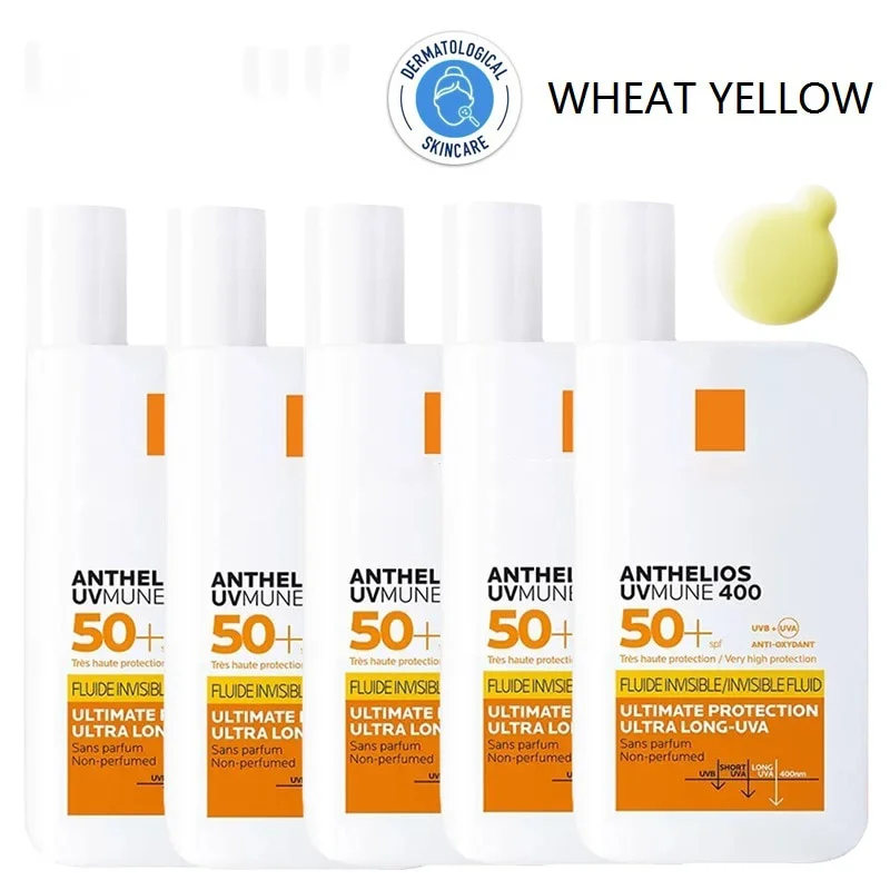 

5PCS New LA ROCHE-POSAY Sunscreen Anthelios UVMUNE 400 SPF50+ Fluide Invisible Fluid Wheat Yellow Emulsion Cream 50ML