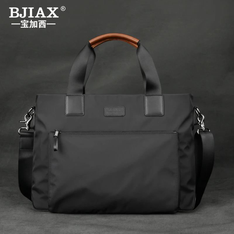 Leather Briefcase Crossbody Bags Men Bag Horizontal Business Casual Handbag Nylon Oxford Cloth Canvas Bag Crossbody Briefcase