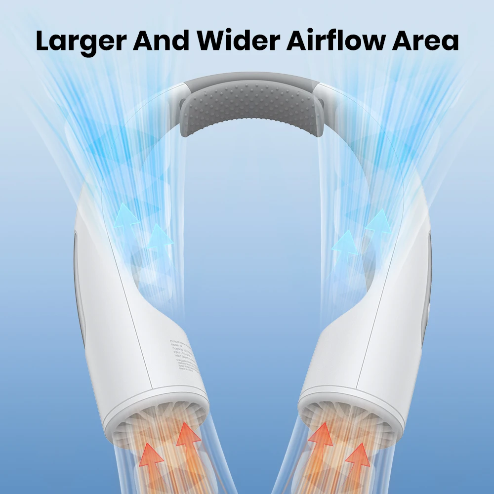 10000mAh Portable Neck Fan 4-Speed Rechargeable Personal Fan 360°Cooling 24H Run