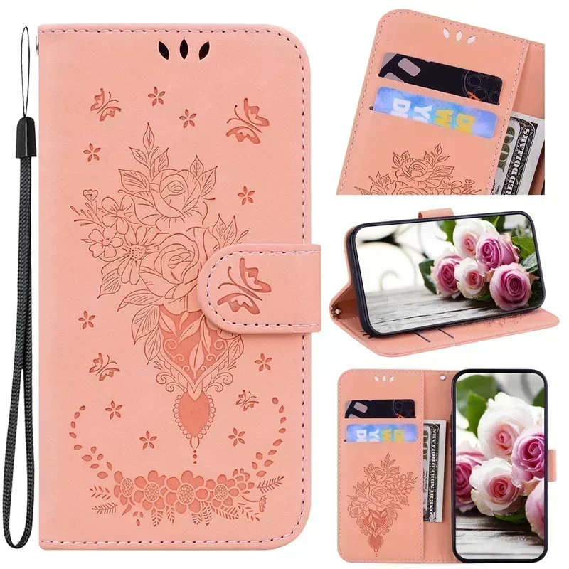 Magnetic Geometric Textile Wallet Book Cover Phone Case