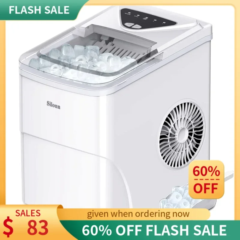 

Silonn Ледогенератор столешница 9 кубиков льда готов за 6 минут 26 фунтов за 24 часа портативный Ледогенератор самоочищающийся белый