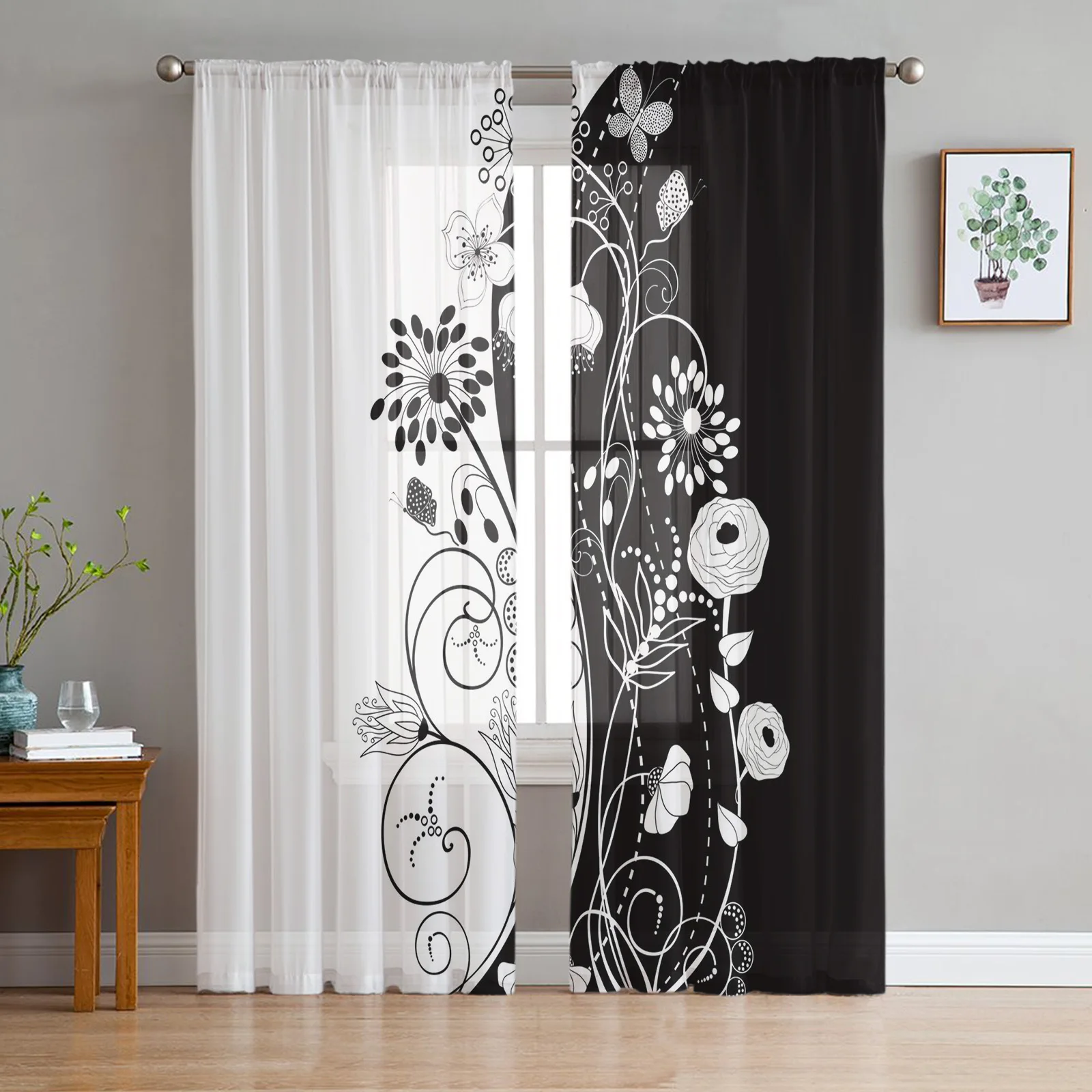 Rideau Photo Coulissant Personnalisé Motif Palmiers Noir & Blanc - Sur Mesure - Allemagne