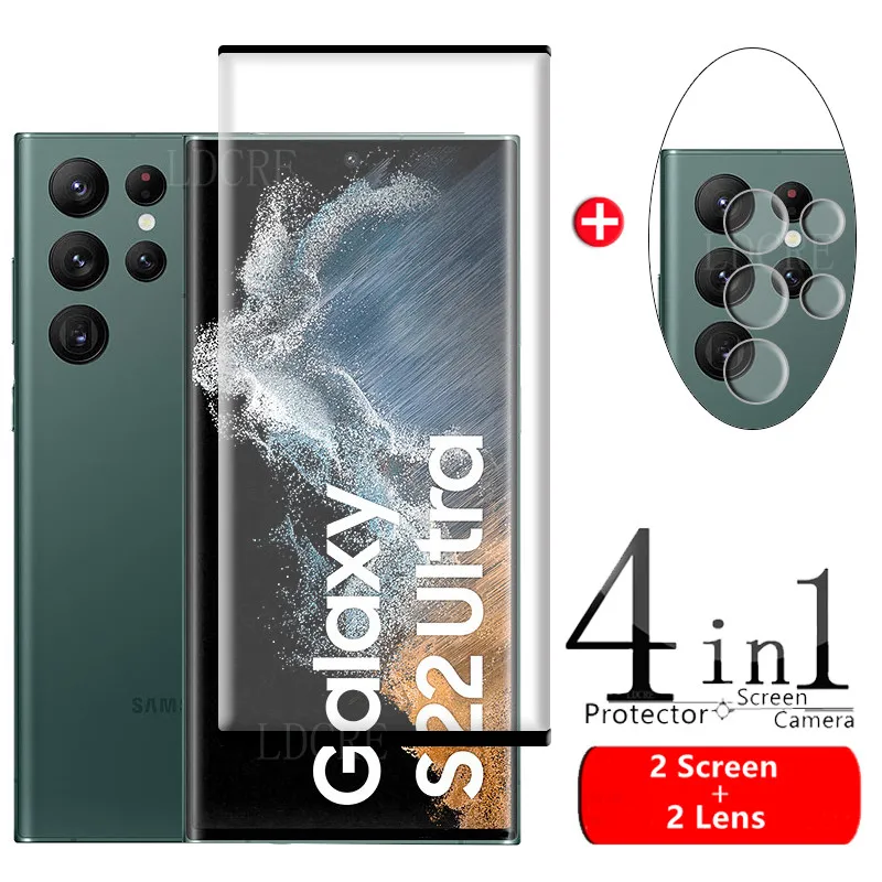 4-In-1 Per Samsung Galaxy S22 Ultra Glass Per Samsung S22 Ultra Glass 9H Screen Protector Per Samsung S22 S21 Ultra Lens Glass