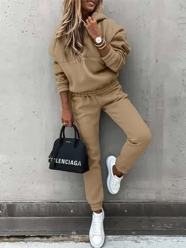 Women Two Piece Set Tracksuit Solid Color Suit 2025 Autumn Trouser Suits Female Sweatshirt Sports Hoodie Sportswear Pants Sets - Image 6